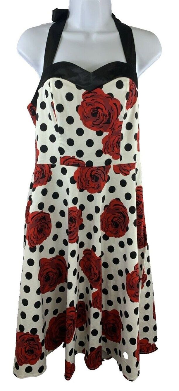 Y2K Halter Top Fit & Flare Size L Dress Babydoll Floral Smocked Party Dresstells